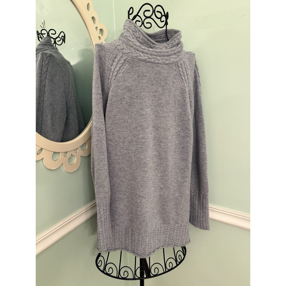 Alashan Gray Turtleneck Wool Cashmere Blend  Knit‎ Sweater L Aran